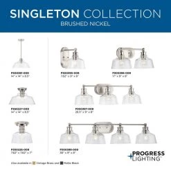 Singleton 26.5 in. 3-Light Brushed Nickel Vanity Light with Clear Glass Shades by Progress Lighting -Progress Lighting Shop brushed nickel progress lighting vanity lighting p300397 009 fa 1000