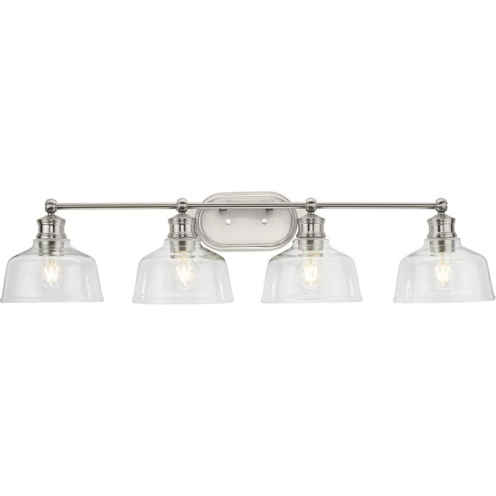 Singleton 36 in. 4-Light Brushed Nickel Vanity Light with Clear Glass Shades by Progress Lighting 9 Singleton 36 in. 4-Light Brushed Nickel Vanity Light with Clear Glass Shades by Progress Lighting - Image 7