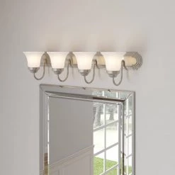 4-Light Brushed Nickel Alabaster Glass Traditional Bath Vanity Light by Progress Lighting -Progress Lighting Shop brushed nickel progress lighting vanity lighting p3054 09 c3 1000