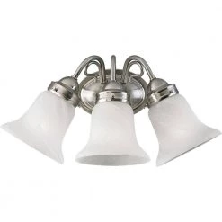 Bedford Collection 3-Light Brushed Nickel Etched Alabaster Glass Traditional Bath Vanity Light by Progress Lighting