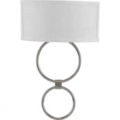 LED Shaded Sconce 1-Light Brushed Nickel Circle LED Wall Sconce by Progress Lighting