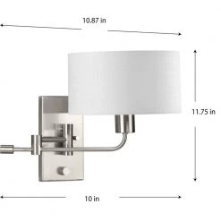 Carrick 1-Light Brushed Nickel Summer Linen Shade Transitional Wall Sconce by Progress Lighting 11 Carrick 1-Light Brushed Nickel Summer Linen Shade Transitional Wall Sconce by Progress Lighting -Progress Lighting Shop brushed nickel progress lighting vanity lighting p710104 009 1f 1000