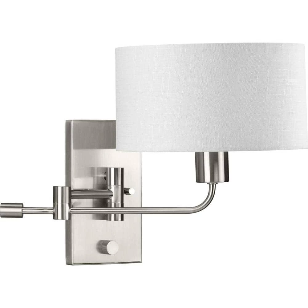 Carrick 1-Light Brushed Nickel Summer Linen Shade Transitional Wall Sconce by Progress Lighting 3 Carrick 1-Light Brushed Nickel Summer Linen Shade Transitional Wall Sconce by Progress Lighting