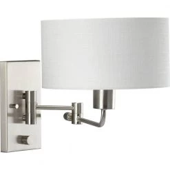Carrick 1-Light Brushed Nickel Summer Linen Shade Transitional Wall Sconce by Progress Lighting 13 Carrick 1-Light Brushed Nickel Summer Linen Shade Transitional Wall Sconce by Progress Lighting -Progress Lighting Shop brushed nickel progress lighting vanity lighting p710104 009 76 1000