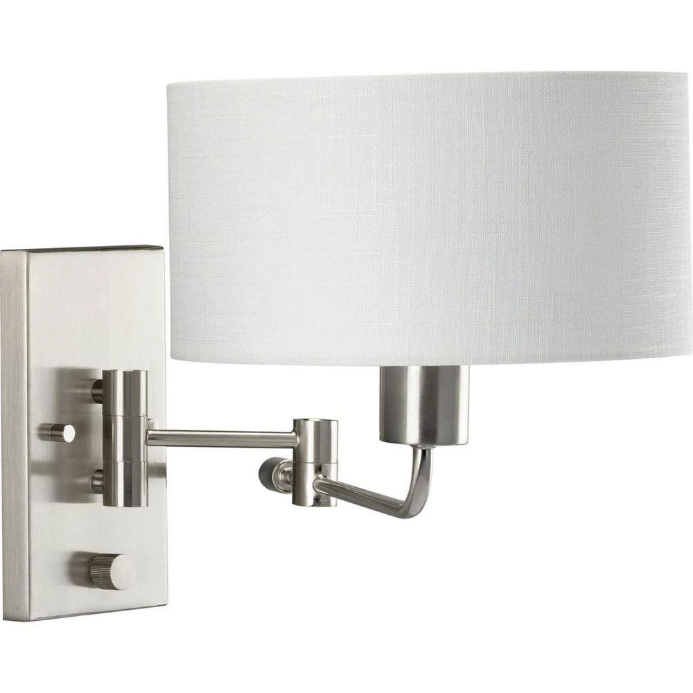 Carrick 1-Light Brushed Nickel Summer Linen Shade Transitional Wall Sconce by Progress Lighting 8 Carrick 1-Light Brushed Nickel Summer Linen Shade Transitional Wall Sconce by Progress Lighting - Image 6