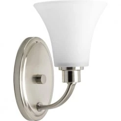 Joy Collection 1-Light Brushed Nickel Etched Glass Traditional Bath Vanity Light by Progress Lighting