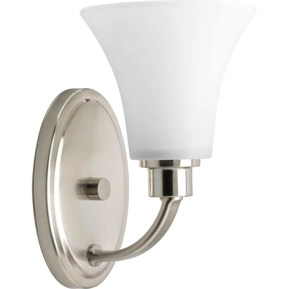 Joy Collection 1-Light Brushed Nickel Etched Glass Traditional Bath Vanity Light by Progress Lighting 3 Joy Collection 1-Light Brushed Nickel Etched Glass Traditional Bath Vanity Light by Progress Lighting