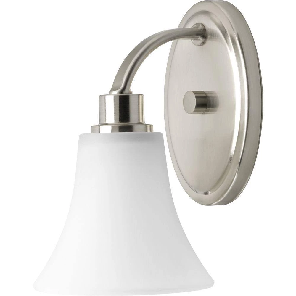 Joy Collection 1-Light Brushed Nickel Etched Glass Traditional Bath Vanity Light by Progress Lighting 10 Joy Collection 1-Light Brushed Nickel Etched Glass Traditional Bath Vanity Light by Progress Lighting - Image 8