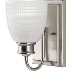 Lucky Collection 1-Light Brushed Nickel Frosted Prismatic Glass Coastal Bath Vanity Light by Progress Lighting -Progress Lighting Shop brushed nickel progress lighting wall sconces p2115 09 c3 1000