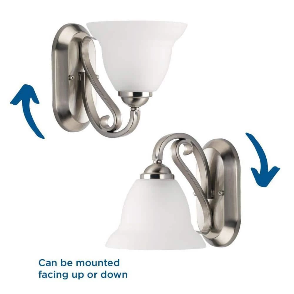 Torino Collection 1-Light Brushed Nickel Etched Glass Transitional Bath Vanity Light by Progress Lighting 8 Torino Collection 1-Light Brushed Nickel Etched Glass Transitional Bath Vanity Light by Progress Lighting - Image 6