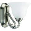 Torino Collection 1-Light Brushed Nickel Etched Glass Transitional Bath Vanity Light by Progress Lighting -Progress Lighting Shop brushed nickel progress lighting wall sconces p2881 09 64 1000