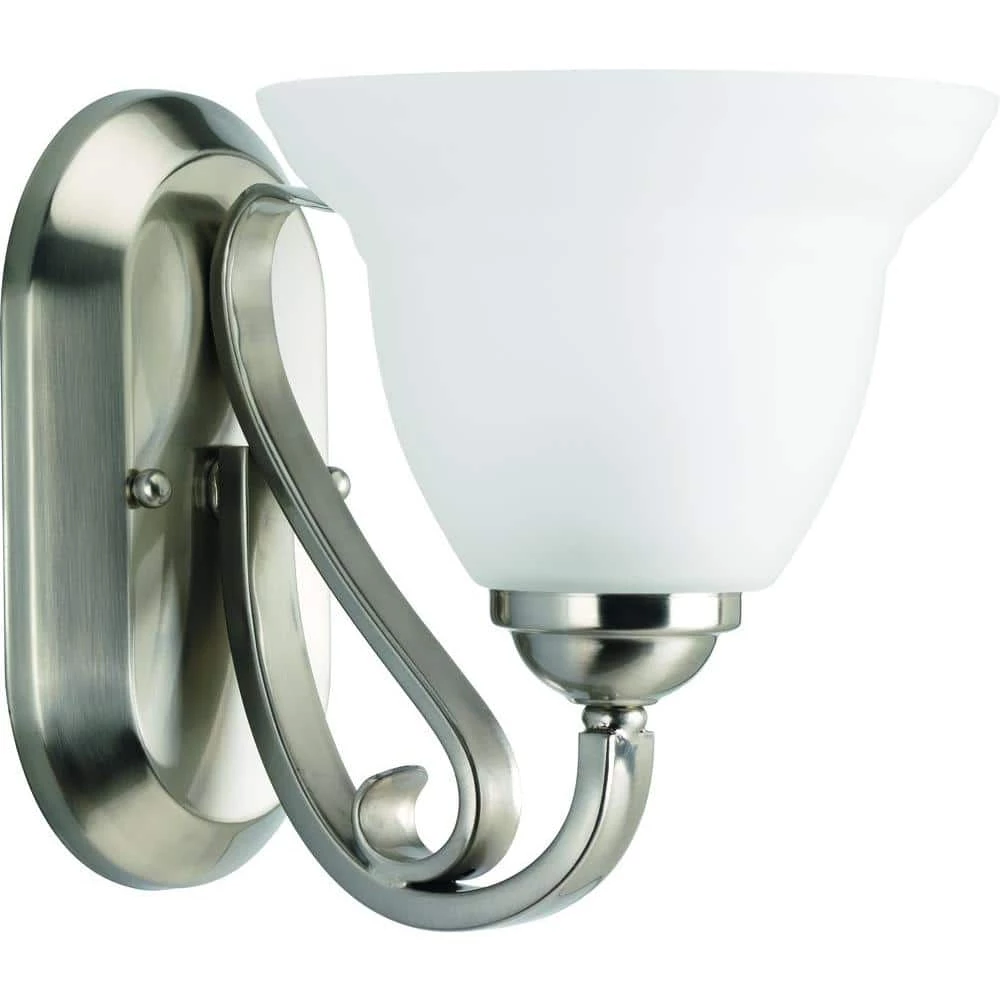 Torino Collection 1-Light Brushed Nickel Etched Glass Transitional Bath Vanity Light by Progress Lighting 3 Torino Collection 1-Light Brushed Nickel Etched Glass Transitional Bath Vanity Light by Progress Lighting