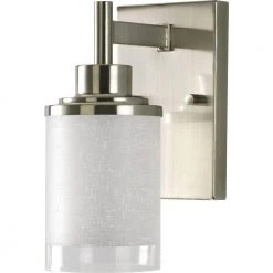 Alexa Collection 1-Light Brushed Nickel Etched Linen With Clear Edge Glass Modern Bath Vanity Light by Progress Lighting 25 Alexa Collection 1-Light Brushed Nickel Etched Linen With Clear Edge Glass Modern Bath Vanity Light by Progress Lighting -Progress Lighting Shop brushed nickel progress lighting wall sconces p2959 09 4f 1000