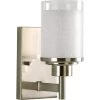 Alexa Collection 1-Light Brushed Nickel Etched Linen With Clear Edge Glass Modern Bath Vanity Light by Progress Lighting -Progress Lighting Shop brushed nickel progress lighting wall sconces p2959 09 64 1000