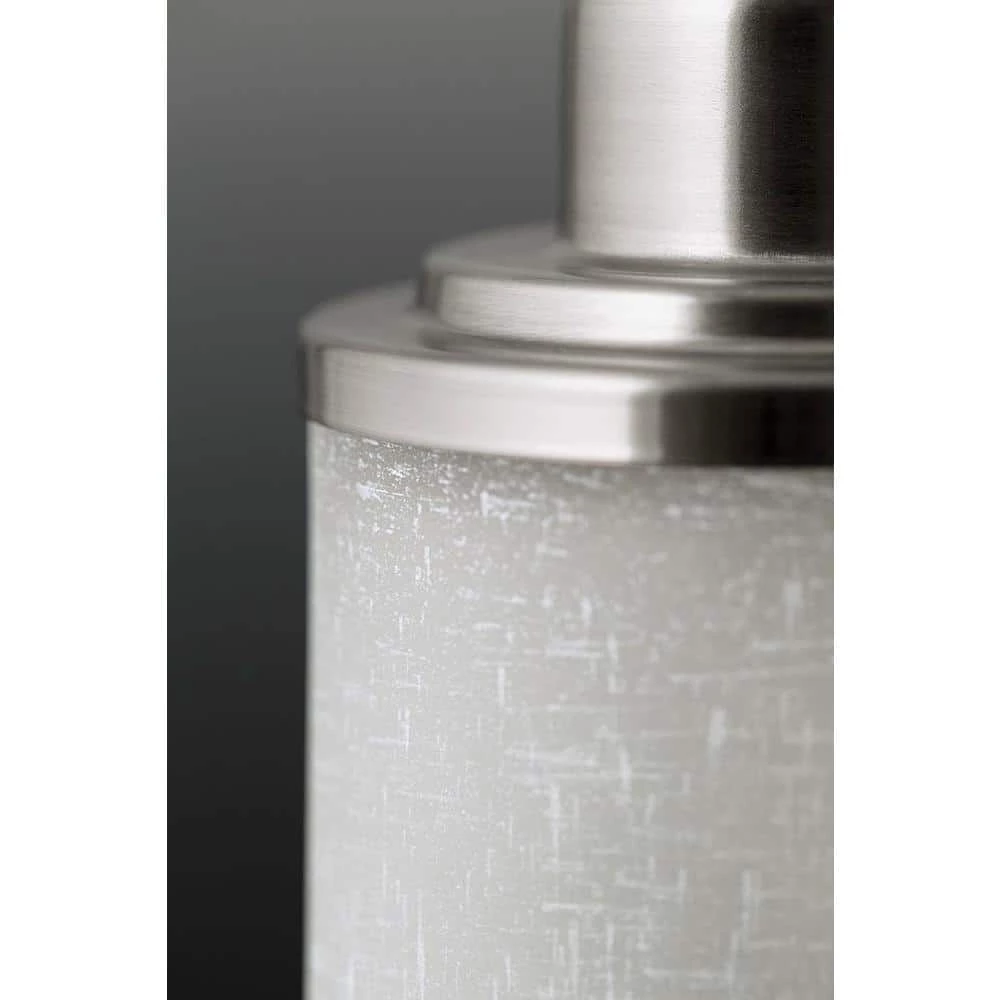 Alexa Collection 1-Light Brushed Nickel Etched Linen With Clear Edge Glass Modern Bath Vanity Light by Progress Lighting 9 Alexa Collection 1-Light Brushed Nickel Etched Linen With Clear Edge Glass Modern Bath Vanity Light by Progress Lighting - Image 7