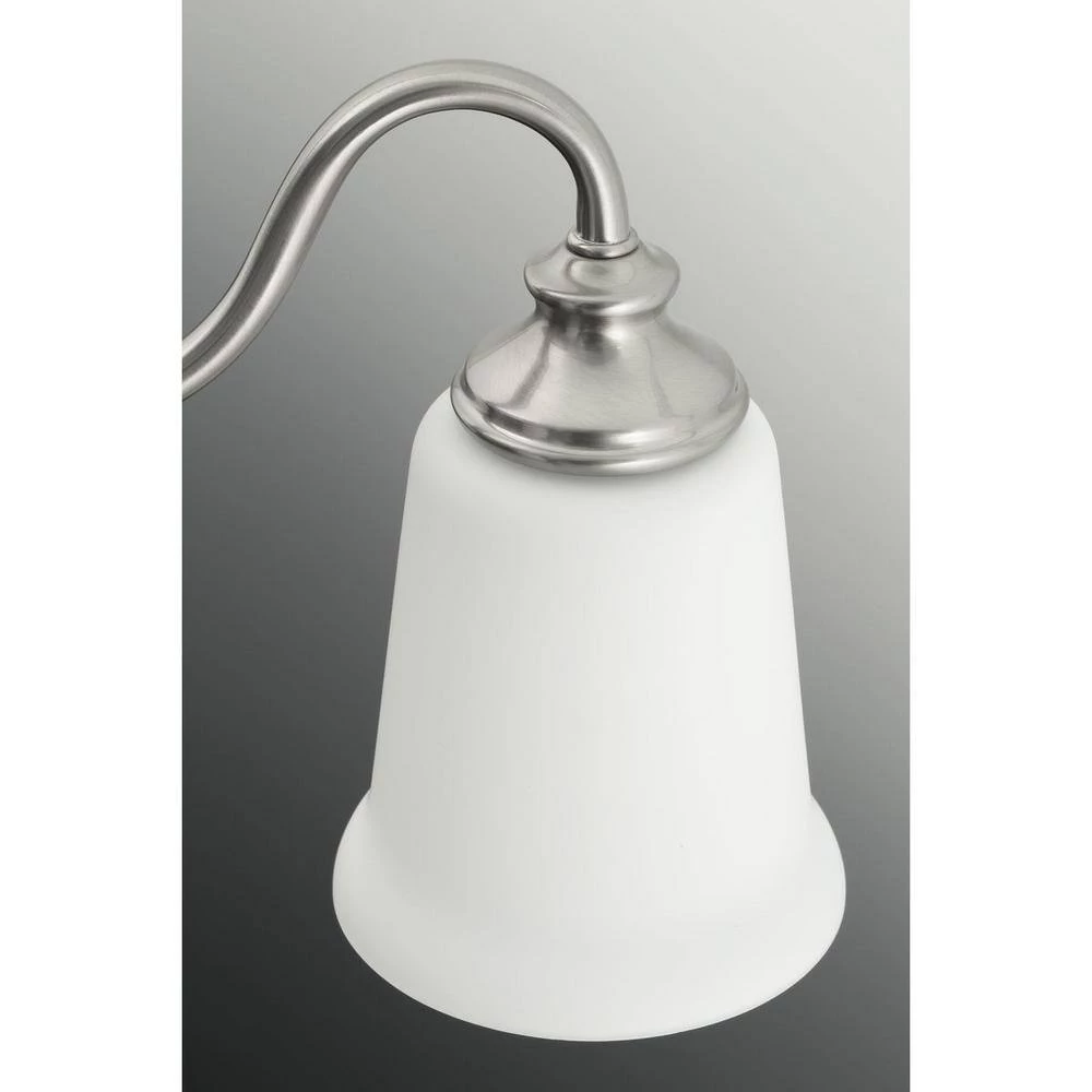 Wander Collection 1-Light Brushed Nickel Etched Opal Glass Farmhouse Bath Vanity Light by Progress Lighting 4 Wander Collection 1-Light Brushed Nickel Etched Opal Glass Farmhouse Bath Vanity Light by Progress Lighting - Image 2