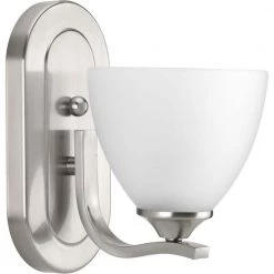 Laird Collection 1-Light Brushed Nickel Etched Glass Traditional Bath Vanity Light by Progress Lighting