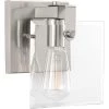 Glayse Collection 1-Light Brushed Nickel Clear Glass Luxe Bath Vanity Light by Progress Lighting -Progress Lighting Shop brushed nickel progress lighting wall sconces p300105 009 64 1000