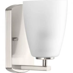 Leap Collection 1-Light Brushed Nickel Etched Glass Modern Bath Vanity Light by Progress Lighting -Progress Lighting Shop brushed nickel progress lighting wall sconces p300131 009 4f 1000