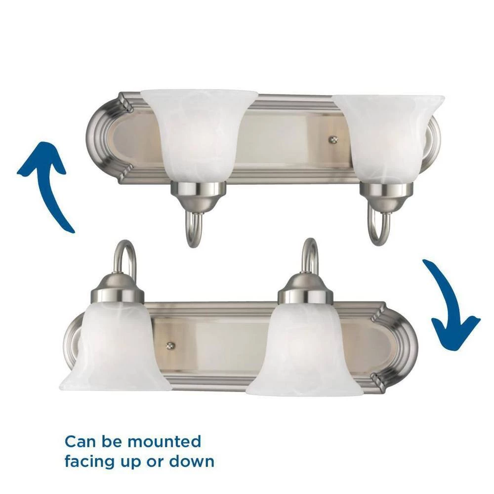 1-Light Brushed Nickel Alabaster Glass Traditional Bath Vanity Light by Progress Lighting 4 1-Light Brushed Nickel Alabaster Glass Traditional Bath Vanity Light by Progress Lighting - Image 2