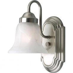 1-Light Brushed Nickel Alabaster Glass Traditional Bath Vanity Light by Progress Lighting 9 1-Light Brushed Nickel Alabaster Glass Traditional Bath Vanity Light by Progress Lighting -Progress Lighting Shop brushed nickel progress lighting wall sconces p3051 09 fa 1000