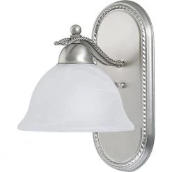 Avalon Collection 1-Light Brushed Nickel Alabaster Glass Traditional Bath Vanity Light by Progress Lighting -Progress Lighting Shop brushed nickel progress lighting wall sconces p3266 09 40 1000