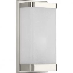 1-Light Linen Brushed Nickel Glass Wall Sconce by Progress Lighting