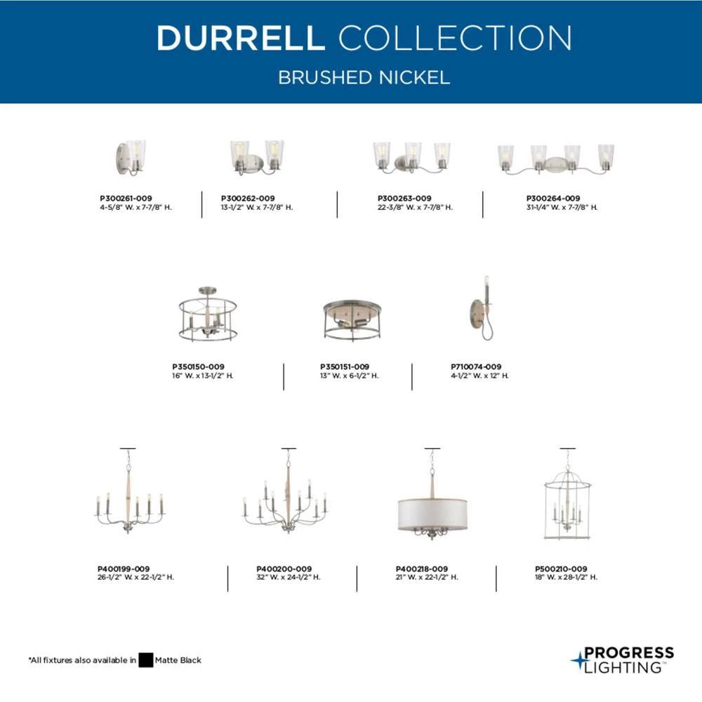 Durrell Indoor 1-Light Brushed Nickel Wall Bracket Sconce by Progress Lighting 4 Durrell Indoor 1-Light Brushed Nickel Wall Bracket Sconce by Progress Lighting - Image 2