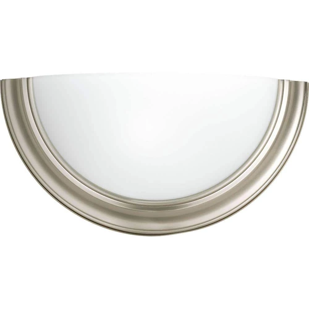Eclipse 1-Light Brushed Nickel Wall Sconce with Satin White Glass by Progress Lighting 3 Eclipse 1-Light Brushed Nickel Wall Sconce with Satin White Glass by Progress Lighting
