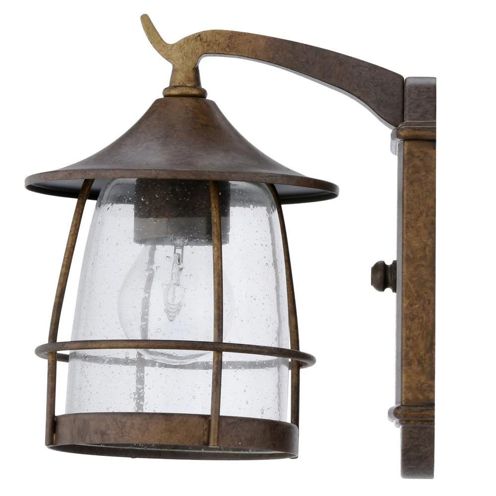 Prairie Collection 1-Light Burnished Chestnut Clear Seeded Glass Craftsman Outdoor Medium Wall Lantern Light by Progress Lighting 6 Prairie Collection 1-Light Burnished Chestnut Clear Seeded Glass Craftsman Outdoor Medium Wall Lantern Light by Progress Lighting - Image 4