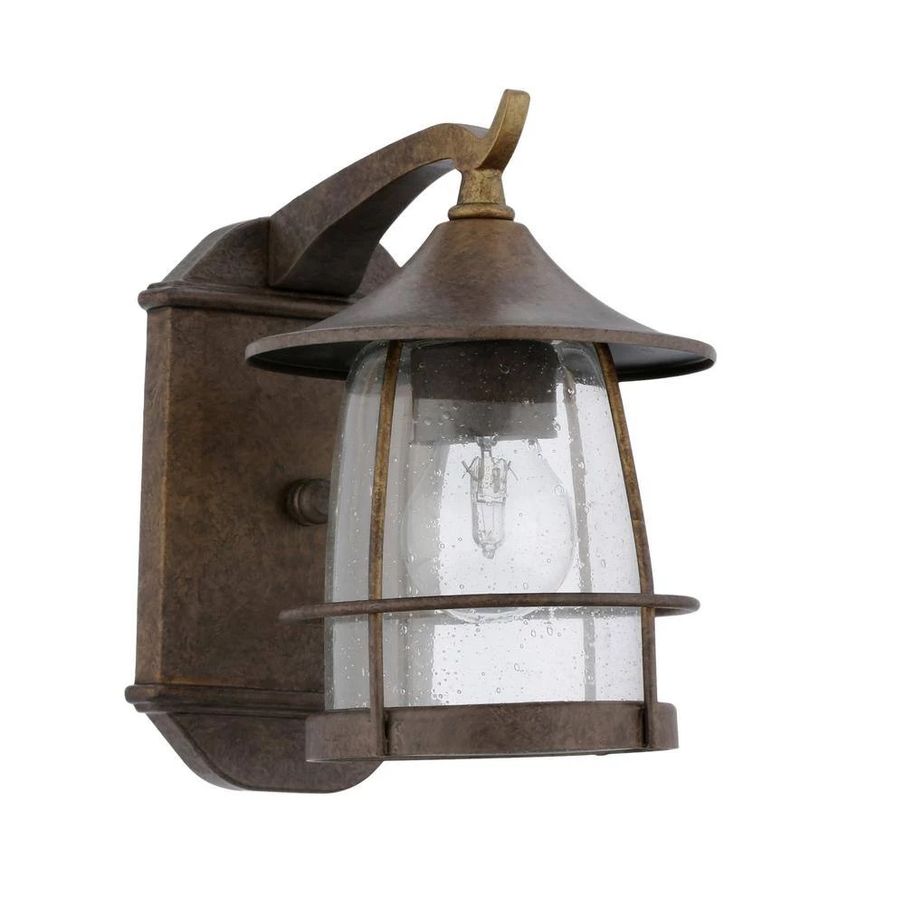 Prairie Collection 1-Light Burnished Chestnut Clear Seeded Glass Craftsman Outdoor Medium Wall Lantern Light by Progress Lighting 4 Prairie Collection 1-Light Burnished Chestnut Clear Seeded Glass Craftsman Outdoor Medium Wall Lantern Light by Progress Lighting - Image 2