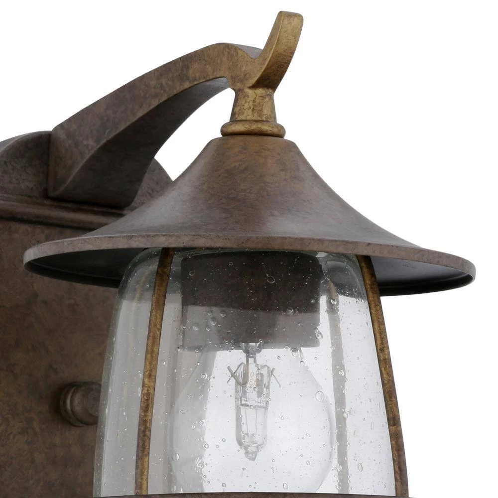 Prairie Collection 1-Light Burnished Chestnut Clear Seeded Glass Craftsman Outdoor Medium Wall Lantern Light by Progress Lighting 7 Prairie Collection 1-Light Burnished Chestnut Clear Seeded Glass Craftsman Outdoor Medium Wall Lantern Light by Progress Lighting - Image 5