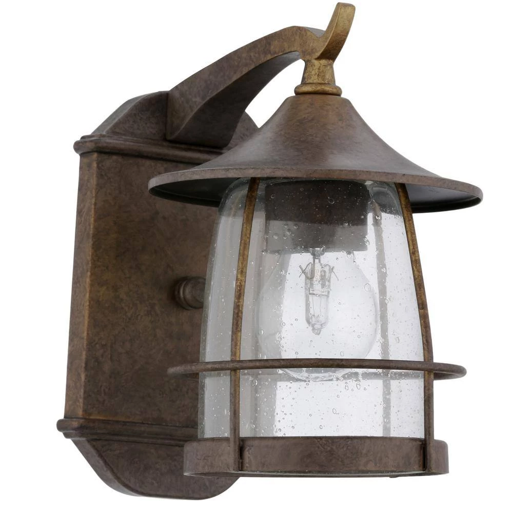 Prairie Collection 1-Light Burnished Chestnut Clear Seeded Glass Craftsman Outdoor Medium Wall Lantern Light by Progress Lighting 5 Prairie Collection 1-Light Burnished Chestnut Clear Seeded Glass Craftsman Outdoor Medium Wall Lantern Light by Progress Lighting - Image 3