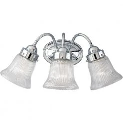 Fluted Glass Collection 3-Light Chrome Bathroom Vanity Light with Glass Shades by Progress Lighting