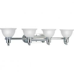 Madison Collection 4-Light Polished Chrome Etched Glass Traditional Bath Vanity Light by Progress Lighting