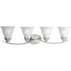 Trinity Collection 4-Light Polished Chrome Etched Glass Traditional Bath Vanity Light by Progress Lighting