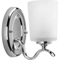 Inspire Collection 1-Light Polished Chrome Etched Glass Traditional Bathroom Wall Sconce by Progress Lighting