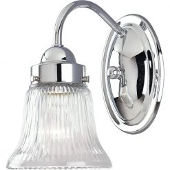Fluted Glass Collection 1-Light Polished Chrome Clear Prismatic Glass Traditional Bath Vanity Light by Progress Lighting -Progress Lighting Shop chrome progress lighting wall sconces p3287 15 c3 1000