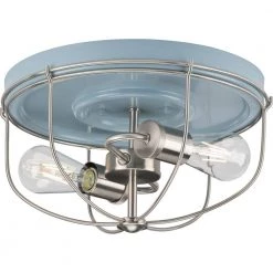 Medal 2-Light Coastal Blue Industrial Flush Mount Ceiling Light by Progress Lighting