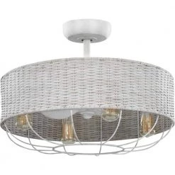 Calera 25 in. Indoor/Outdoor Cottage White Dual Mount Ceiling Fan with Light and Remote Control by Progress Lighting -Progress Lighting Shop cottage white progress lighting ceiling fans with lights p250033 151 wb 1f 1000