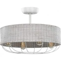 Calera 25 in. Indoor/Outdoor Cottage White Dual Mount Ceiling Fan with Light and Remote Control by Progress Lighting -Progress Lighting Shop cottage white progress lighting ceiling fans with lights p250033 151 wb c3 1000