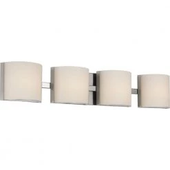 Arch LED Collection 4-Light Brushed Nickel Etched Glass Modern Bath Vanity Light by Progress Lighting -Progress Lighting Shop cottage white progress lighting flush mount lights p300292 009 30 4f 1000