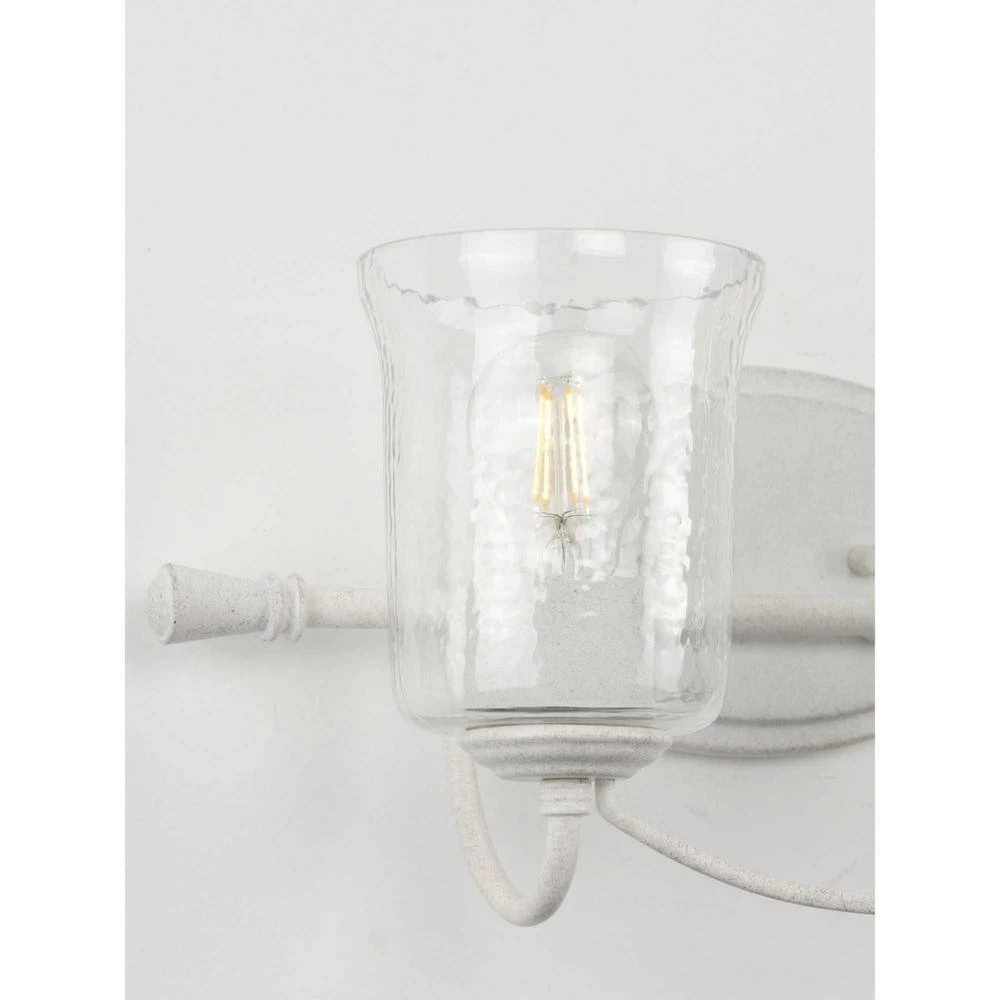 Bowman Collection 2-Light Cottage White Clear Chiseled Glass Coastal Bath Vanity Light by Progress Lighting 8 Bowman Collection 2-Light Cottage White Clear Chiseled Glass Coastal Bath Vanity Light by Progress Lighting - Image 6