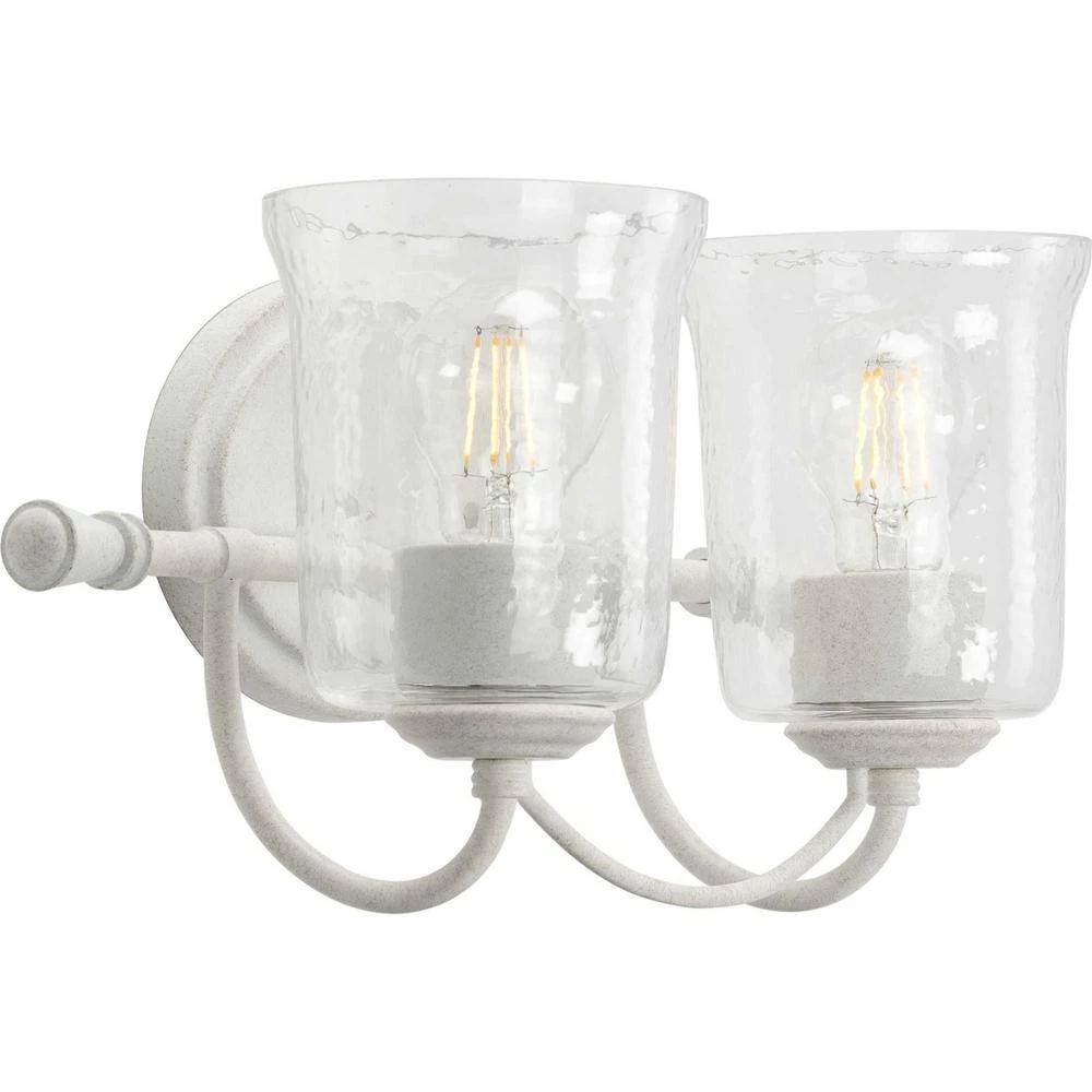 Bowman Collection 2-Light Cottage White Clear Chiseled Glass Coastal Bath Vanity Light by Progress Lighting 9 Bowman Collection 2-Light Cottage White Clear Chiseled Glass Coastal Bath Vanity Light by Progress Lighting - Image 7
