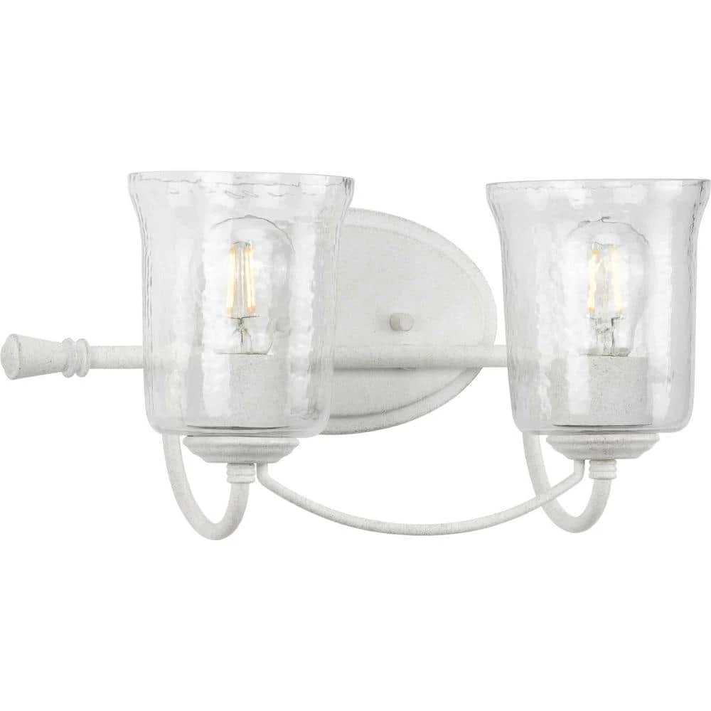 Bowman Collection 2-Light Cottage White Clear Chiseled Glass Coastal Bath Vanity Light by Progress Lighting 3 Bowman Collection 2-Light Cottage White Clear Chiseled Glass Coastal Bath Vanity Light by Progress Lighting