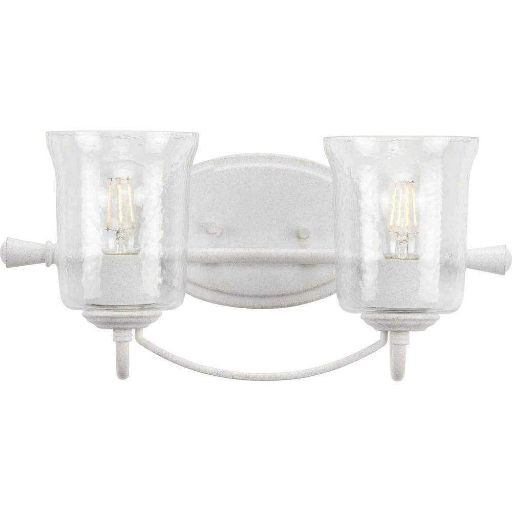Bowman Collection 2-Light Cottage White Clear Chiseled Glass Coastal Bath Vanity Light by Progress Lighting 10 Bowman Collection 2-Light Cottage White Clear Chiseled Glass Coastal Bath Vanity Light by Progress Lighting - Image 8