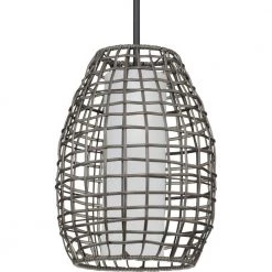 Pawley Collection 1-Light Dary Gray Rattan Coastal Outdoor Hanging Pendant Light by Progress Lighting