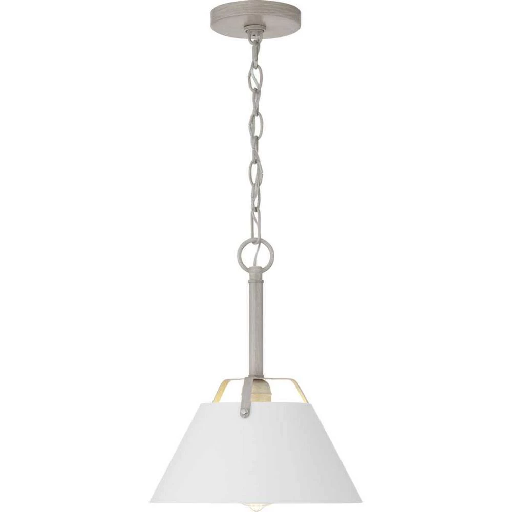 Burmont 1-Light Driftwood Pendant with Matte White Metal Shade by Progress Lighting 6 Burmont 1-Light Driftwood Pendant with Matte White Metal Shade by Progress Lighting - Image 4