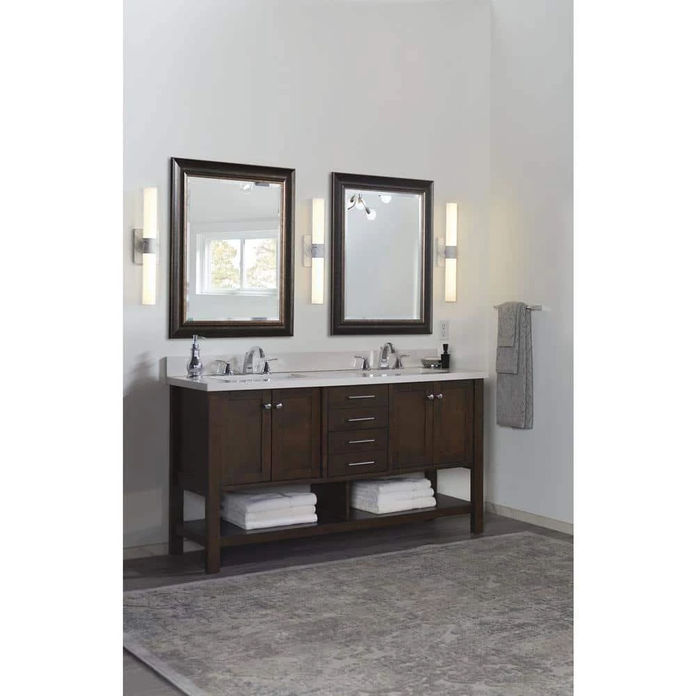 Blanco LED Collection 32" Faux White Marble Etched White Glass Luxe Bath Vanity Light by Progress Lighting 5 Blanco LED Collection 32" Faux White Marble Etched White Glass Luxe Bath Vanity Light by Progress Lighting - Image 3