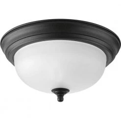1-Light Forged Black Flush Mount with Alabaster Glass by Progress Lighting